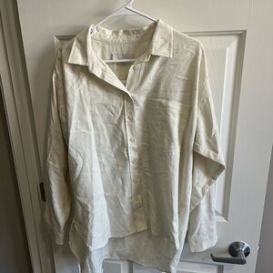 LOFT Cream Shirt with Multicolor Speckles